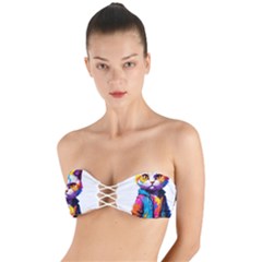 Wild Cat Twist Bandeau Bikini Top by Sosodesigns19