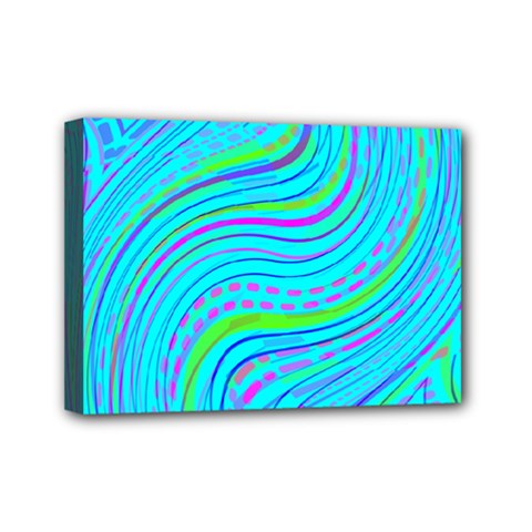 Pattern Swirl Pink Green Aqua Mini Canvas 7  X 5  (stretched) by Ndabl3x