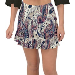 Paisley Print Musical Notes8 Fishtail Mini Chiffon Skirt by RiverRootz