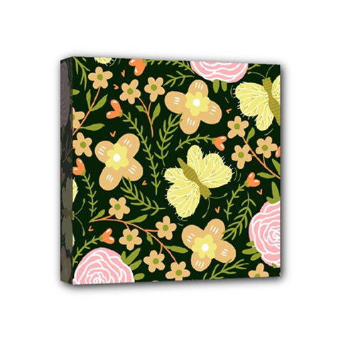 Flowers Rose Blossom Pattern Mini Canvas 4  X 4  (stretched) by Ndabl3x