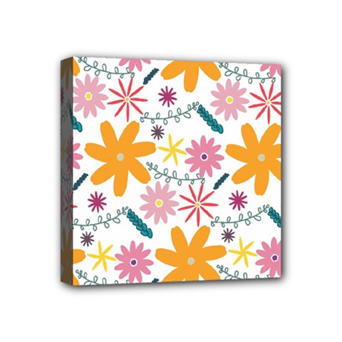 Pattern Background Vintage Floral Mini Canvas 4  X 4  (stretched) by Ndabl3x