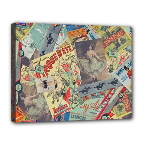 Paper Scattered Vintage Canvas 14  X 11  (stretched) by Ndabl3x