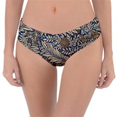 Brown Vintage Background Vintage Floral Pattern Reversible Classic Bikini Bottoms by Ndabl3x