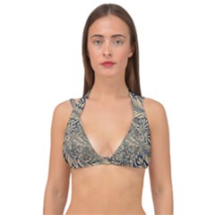Brown Vintage Background Vintage Floral Pattern Double Strap Halter Bikini Top by Ndabl3x