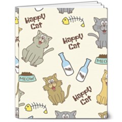 Happy Cats Pattern Background 8  X 10  Hardcover Notebook by Grandong