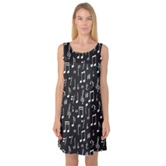 Chalk Music Notes Signs Seamless Pattern Sleeveless Satin Nightdress by Ravend