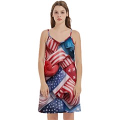 Us Presidential Election Colorful Vibrant Pattern Design  Mini Camis Dress With Pockets by dflcprintsclothing