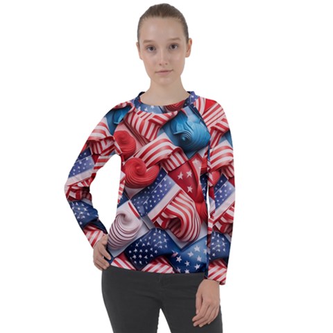 Us Presidential Election Colorful Vibrant Pattern Design  Women s Long Sleeve Raglan T-shirt by dflcprintsclothing