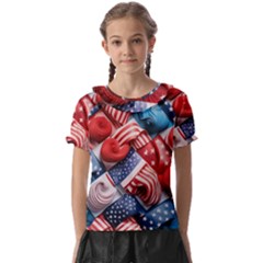 Us Presidential Election Colorful Vibrant Pattern Design  Kids  Frill Chiffon Blouse by dflcprintsclothing