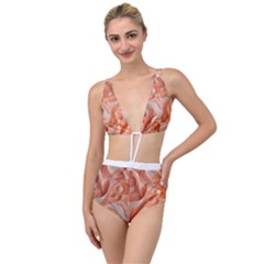 Peach Fuzz Elegant Print Abstract Design Tied Up Two Piece Swimsuit by dflcprintsclothing