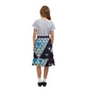 Fractal Triangle Geometric Abstract Pattern Kids  Ruffle Flared Wrap Midi Skirt View4