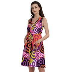 Abstract Circles Background Retro Sleeveless Dress With Pocket by Ravend