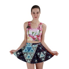 Fractal Triangle Geometric Abstract Pattern Mini Skirt by Cemarart