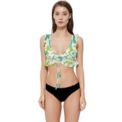 Cactus Succulents Floral Seamless Pattern Low Cut Ruffle Edge Bikini Top by Hannah976