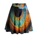 Eye Bird Feathers Vibrant High Waist Skirt View1