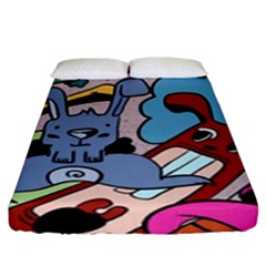 Graffiti Monster Street Theme Fitted Sheet (king Size) by Bedest