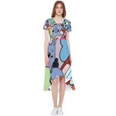Graffiti Monster Street Theme High Low Boho Dress by Bedest
