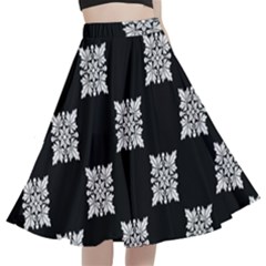 Floral Pattern Repeat Seamless A-line Full Circle Midi Skirt With Pocket by Proyonanggan