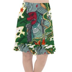 Armor Japan Maple Leaves Samurai Mask Cut Fishtail Chiffon Skirt by Ndabl3x