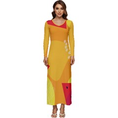 Watermelon Flower Long Sleeve Longline Maxi Dress by Bedest