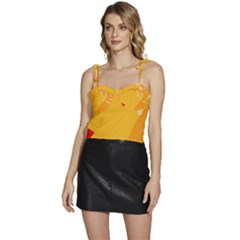 Watermelon Flower Flowy Camisole Tie Up Top by Bedest