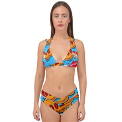 Comical Words Animals Comic Omics Crazy Graffiti Double Strap Halter Bikini Set by Bedest