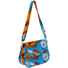 Comical Words Animals Comic Omics Crazy Graffiti Saddle Handbag by Bedest