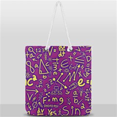 Background Doodles Math Full Print Rope Handle Tote (large) by Bedest
