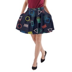 Memphis Seamless Patterns Abstract Jumble Textures A-line Pocket Skirt by Hannah976