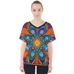 Schwarz Bunt V-neck Dolman Drape Top by 2607694c