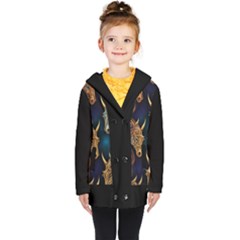 Schwarz Pferde Muster Kids  Double Breasted Button Coat by 2607694c