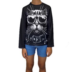 Schwarz Katze Punk Kids  Long Sleeve Swimwear by 2607694c