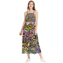 Graffiti Word Seamless Pattern Boho Sleeveless Summer Dress by Bedest