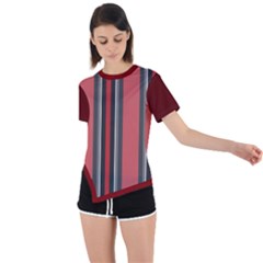 Dunkelrot4 Rosa Grau Streifen Dunkelrot3 Asymmetrical Short Sleeve Sports T-shirt by 2607694c