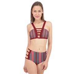 Dunkelrot4 Rosa Grau Streifen Dunkelrot3 Cage Up Bikini Set by 2607694c