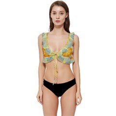 Sunshine Sunny Sun Abstract Yellow Low Cut Ruffle Edge Bikini Top by Ravend