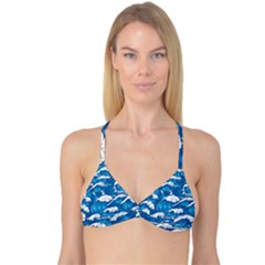 Storm Waves Seamless Pattern Raging Ocean Water Sea Wave Vintage Japanese Storms Print Illustration Reversible Tri Bikini Top by Ket1n9