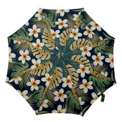 Seamless Pattern With Tropical Strelitzia Flowers Leaves Exotic Background Hook Handle Umbrellas (medium) by Ket1n9