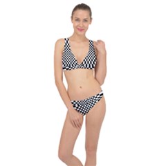 Illusion Checkerboard Black And White Pattern Classic Banded Bikini Set  by Ravend