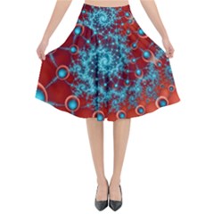 Fractal Pattern Background Flared Midi Skirt by Ket1n9