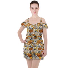 Ballon Classroom Ruffle Cut Out Chiffon Playsuit by Azkajaya
