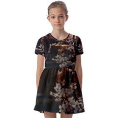 White Flower Kids  Short Sleeve Pinafore Style Dress by Azkajaya