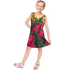 Yellow Pink Red Flowers Kids  Tunic Dress by Azkajaya