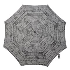 Black And White Hand Drawn Doodles Abstract Pattern Bk Hook Handle Umbrellas (medium) by dflcprintsclothing