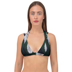White Flower Double Strap Halter Bikini Top by Azkajaya