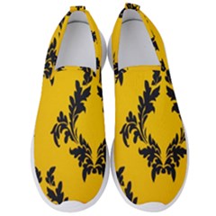 Yellow Regal Filagree Pattern Men s Slip On Sneakers by Azkajaya