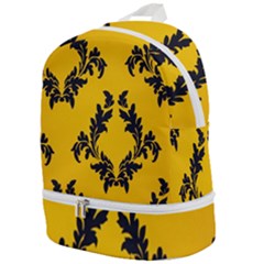 Yellow Regal Filagree Pattern Zip Bottom Backpack by Azkajaya