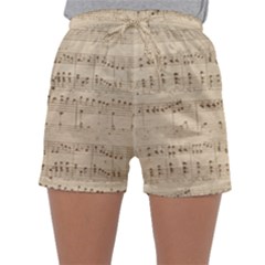 Vintage Beige Music Notes Sleepwear Shorts by Loisa77