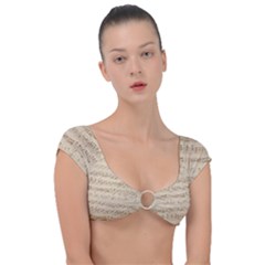 Vintage Beige Music Notes Cap Sleeve Ring Bikini Top by Loisa77