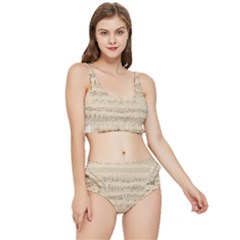 Vintage Beige Music Notes Frilly Bikini Set by Loisa77